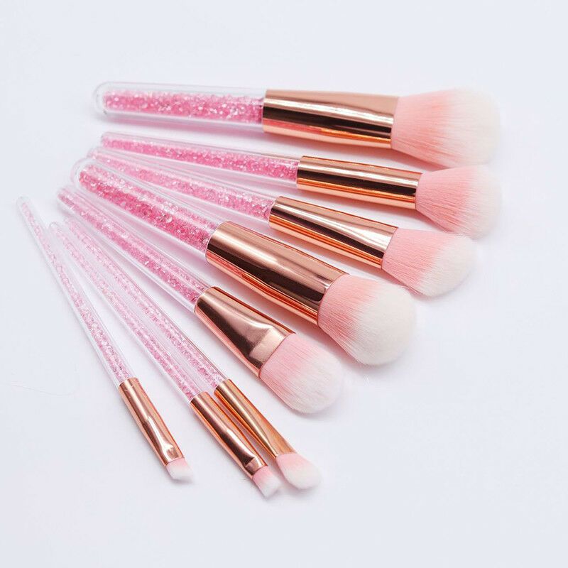 Pink Pro Make Up Brush Set Brushes Foundation Contour Blusher Face